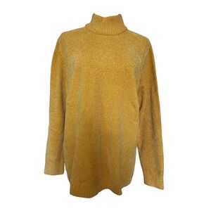 NWT American Sweetheart Yellow Chenille Mock Neck Sweater Size Large